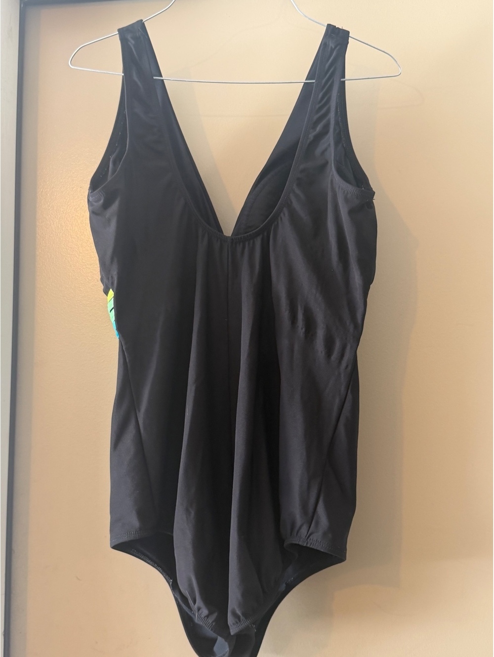 Longitude Women's Black One-Piece Swimsuit with Colorful Waistband, Size 22W - Picture 4 of 4